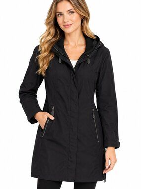 Annette Görtz Made in Germany Navy Blue Hooded Long Jacket Coat Size 40
